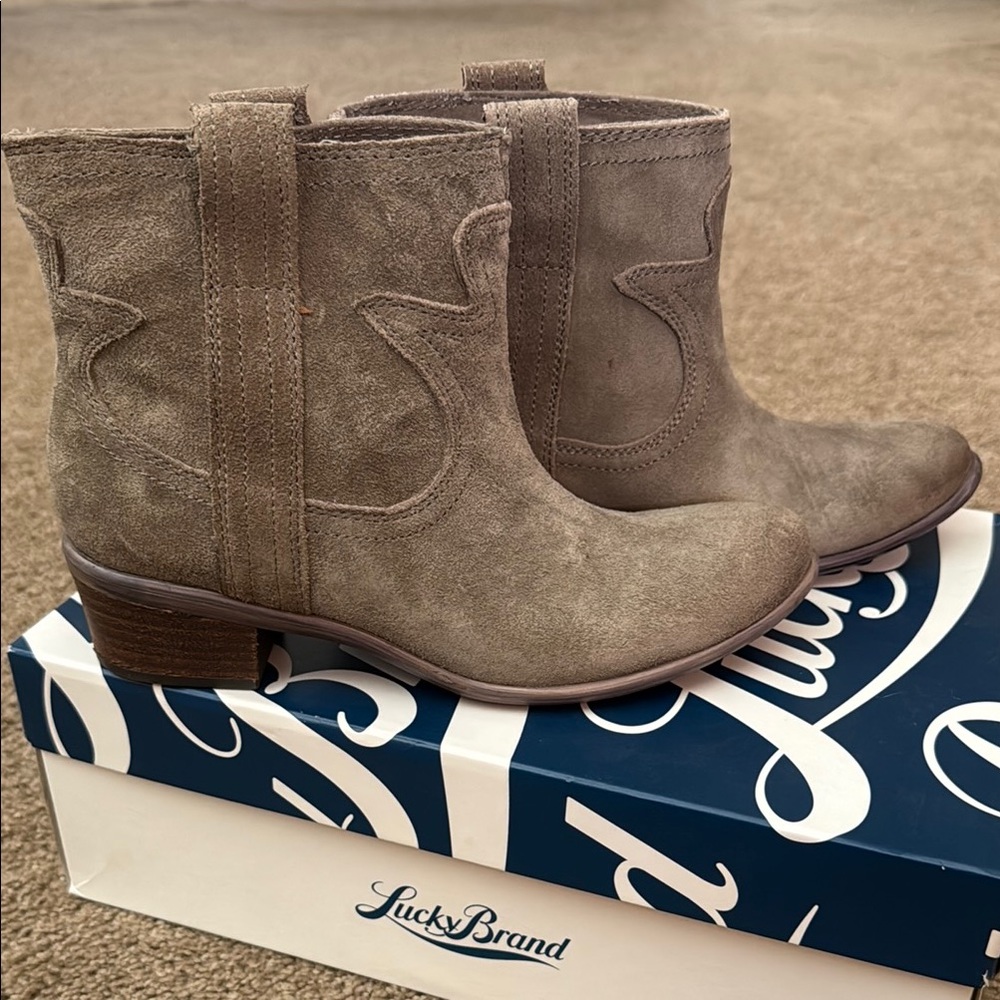 Taupe Suede Ankle Boots